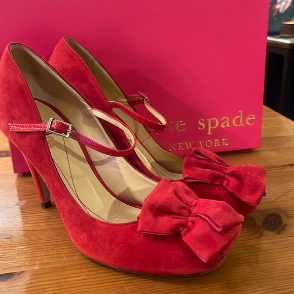 Kate Spade ♠️ Darla dress heels size 7 M red suede new in box made in Italy - Picture 1 of 14